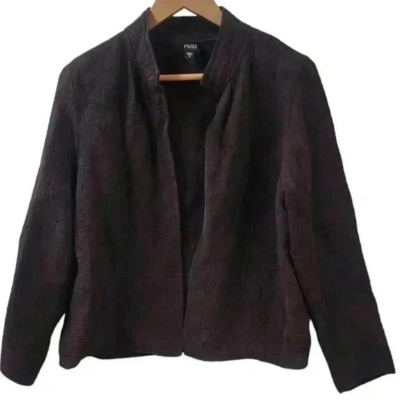Eileen Fisher system stretch crepe brown jacket rayon/silk sz small - Picture 1 of 7